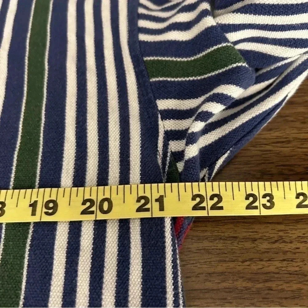 Vintage 90s Tommy Hilfiger Striped Long Sleeve Polo Shirt Black White Green Blue - Picture 9 of 12